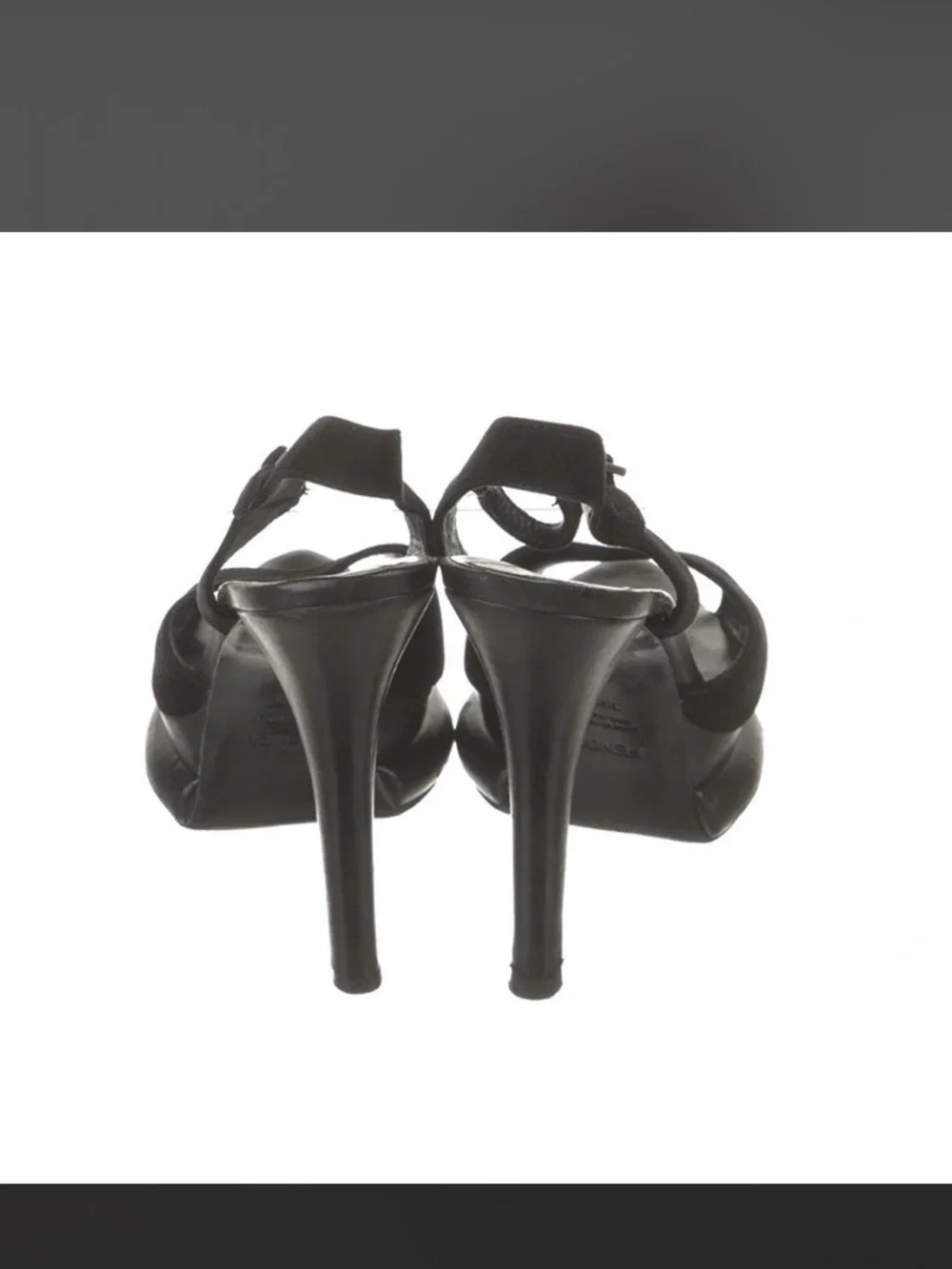 Fendi Black Suede Platform Ankle-Strap Stilettos